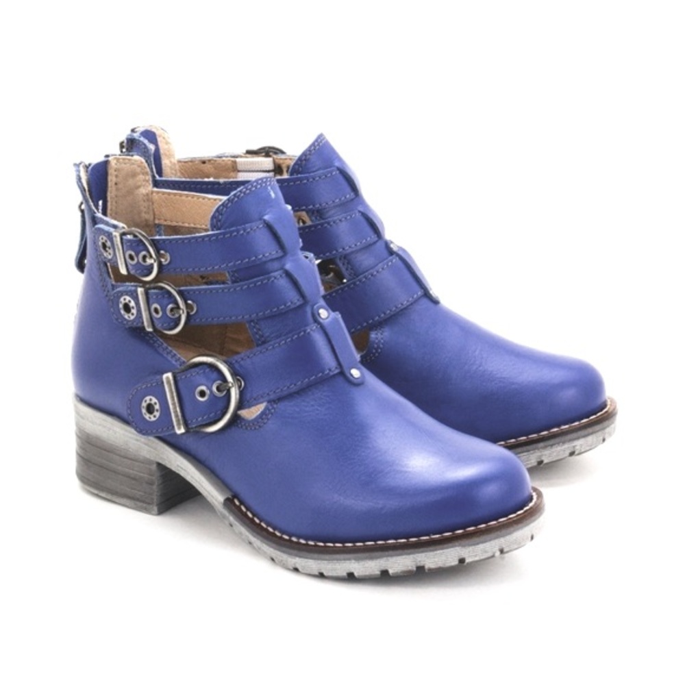 Dromedaris Kelsy Cobalt Blue Leather Buckle Ankle Boots Size 40 - Picture 11 of 12